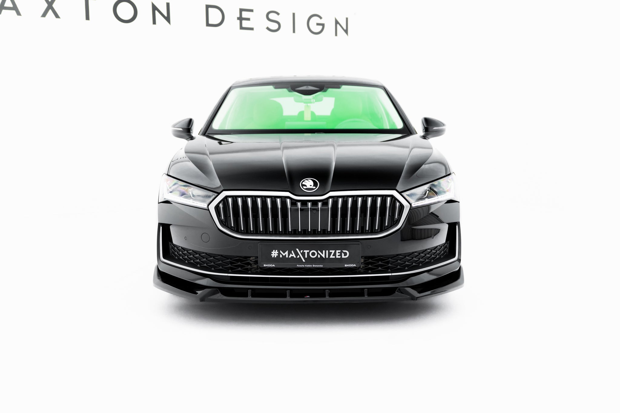 Maxton Design Street+ Spoilerlippe Front Ansatz V.2 passend für Skoda Superb Mk4 schwarz Hochglanz