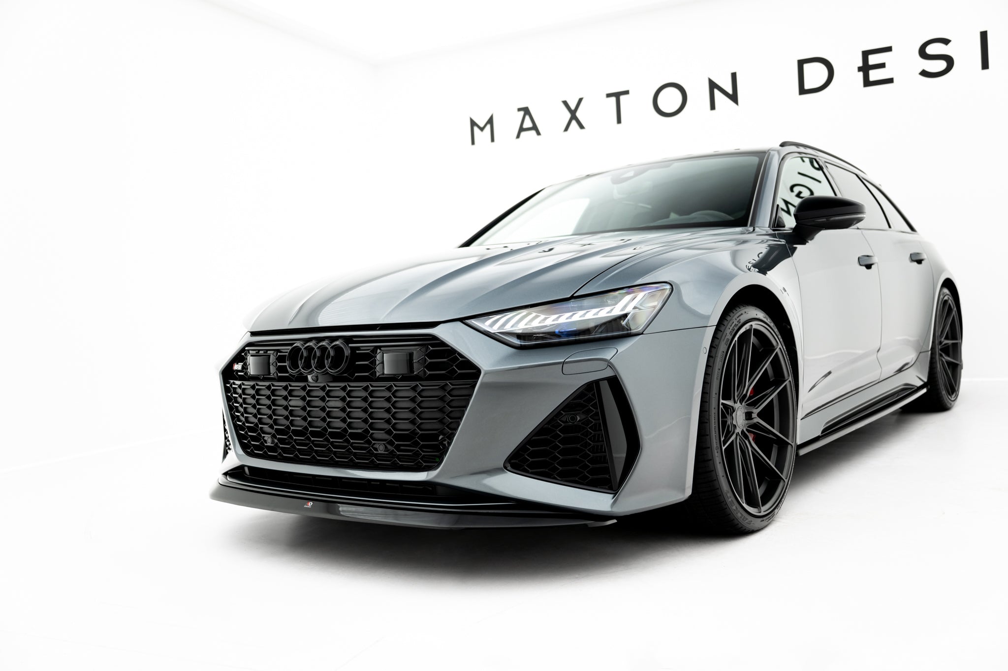 Maxton Design Street+ Spoilerlippe Front Ansatz V.3 passend für Audi RS6 C8 / C8 Facelift schwarz Hochglanz