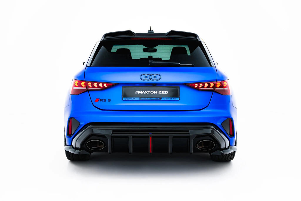Maxton Design Heck Ansatz Flaps Diffusor V.1 passend für Audi RS3 Sportback 8Y Facelift schwarz Hochglanz