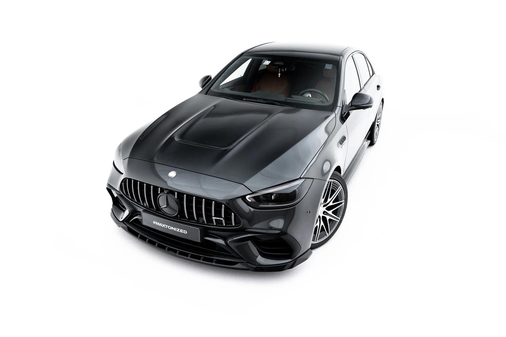 Maxton Design Street+ Spoilerlippe Front Ansatz V.1 passend für Mercedes-AMG C63 Limousine / Kombi W206 / S206 schwarz Hochglanz