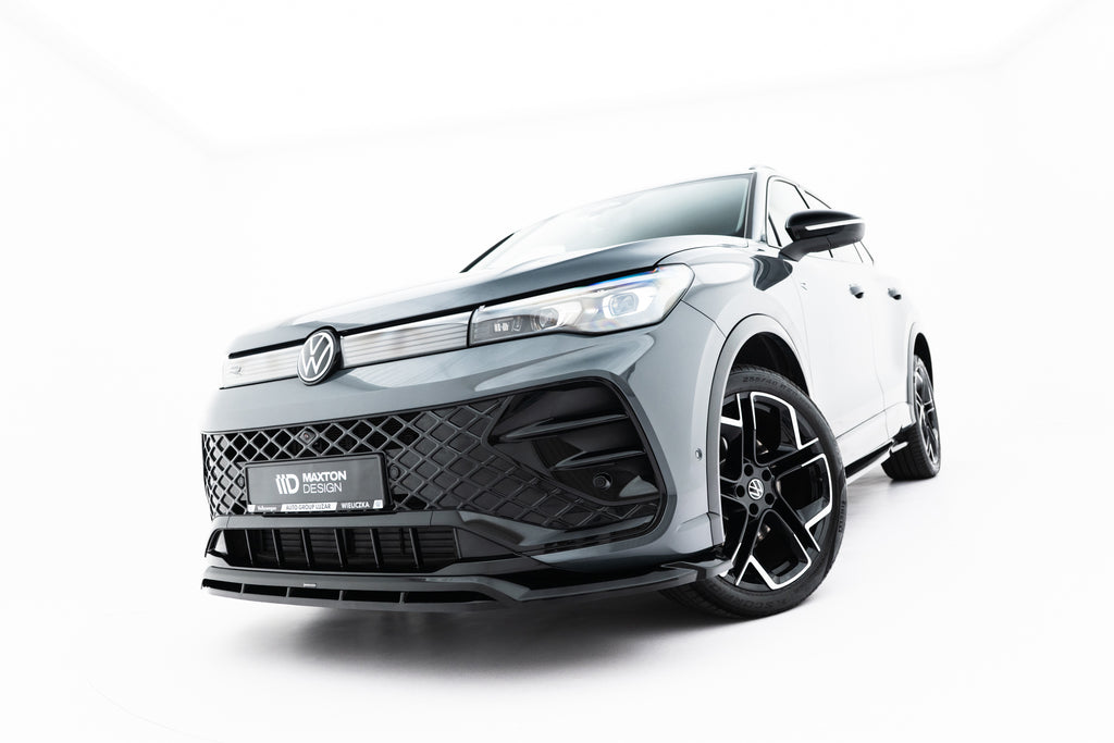 Maxton Design Street+ Spoilerlippe Front Ansatz V.2 passend für VW Tiguan R-Line Mk3 schwarz Hochglanz