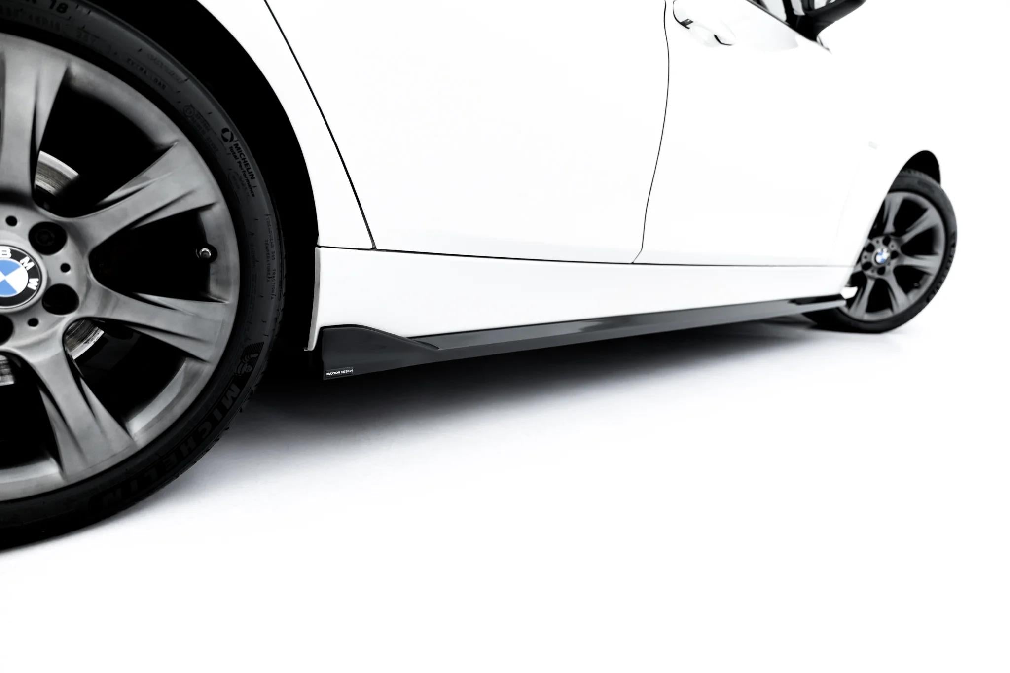 Maxton Design Street+ Seitenschweller Leisten passend für BMW 3er Sportline Limousine / Touring F30 / F31 schwarz Hochglanz