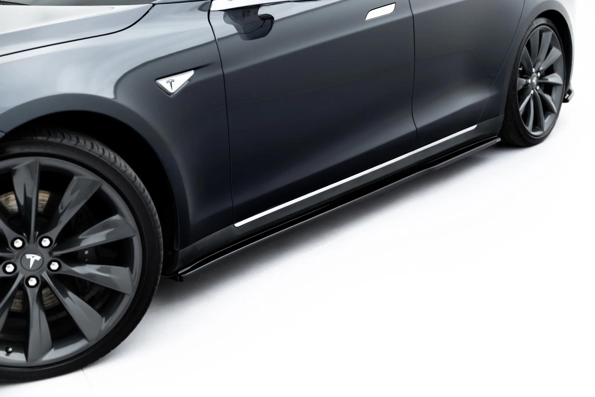 Maxton Design Street+ Seitenschweller Leisten V.2 passend für Tesla Model S Mk1 schwarz Hochglanz