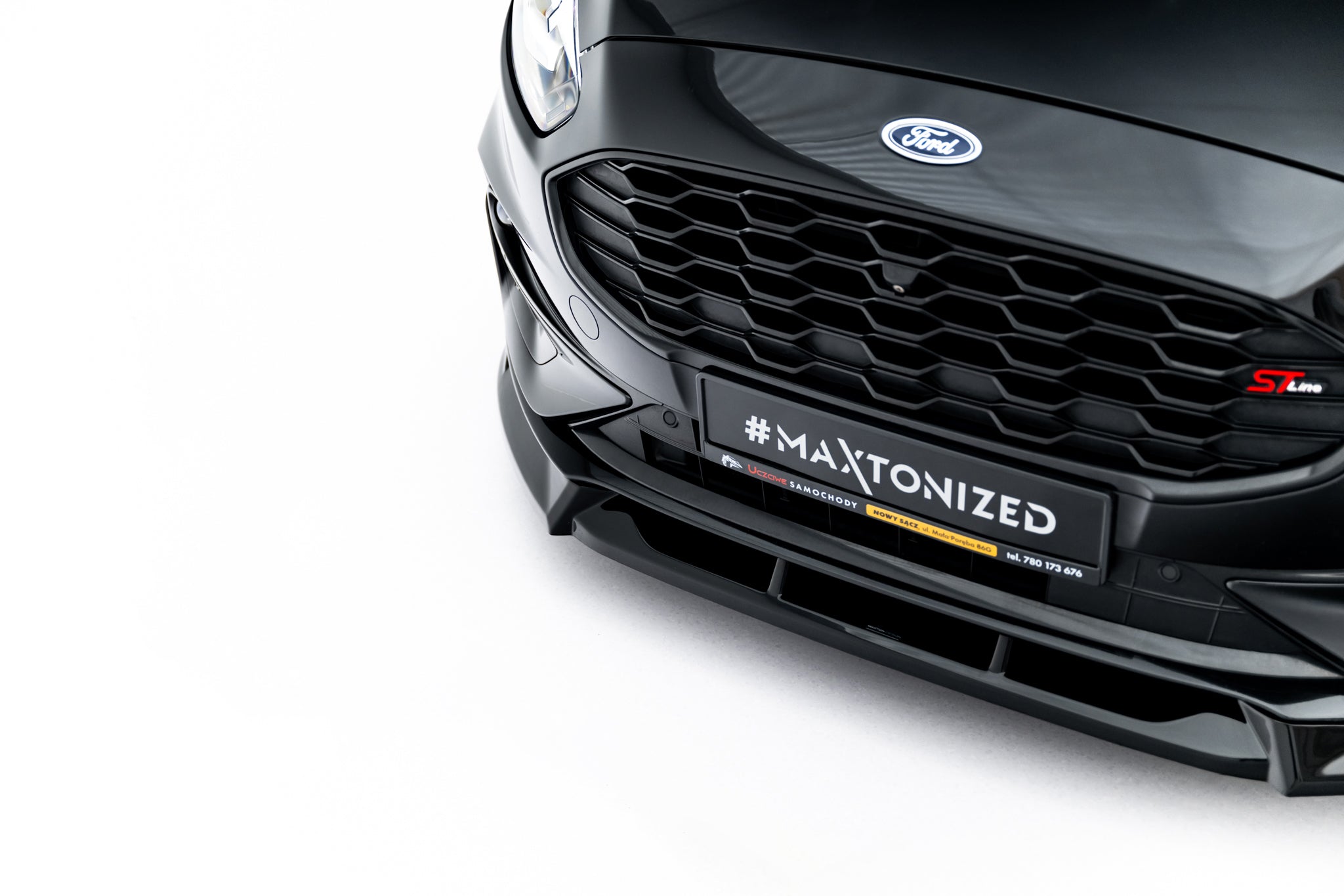 Maxton Design Street+ Spoilerlippe Front Ansatz passend für Ford S-Max ST-Line Mk2 Facelift schwarz Hochglanz