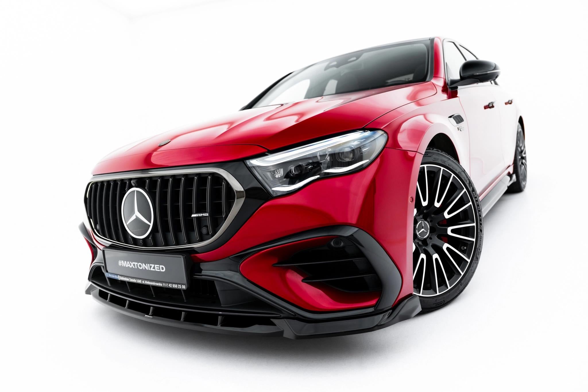 Maxton Design Street+ Spoilerlippe Front Ansatz passend für Mercedes-AMG E53 Limousine / Kombi W214 schwarz Hochglanz