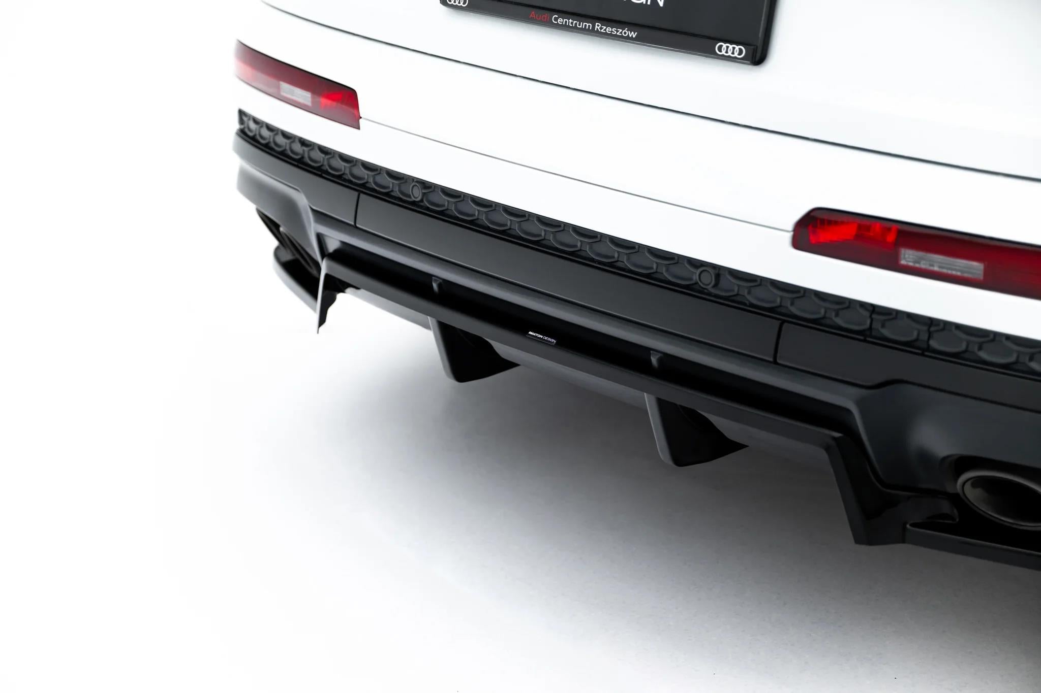 Maxton Design Street+ Mittlerer Diffusor RACE passend für Audi SQ7 Mk2 Facelift 2 schwarz Hochglanz