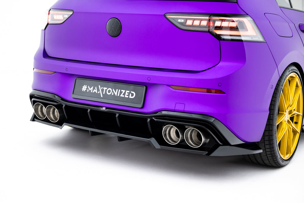 Maxton Design Street+ Mittlerer Diffusor RACE V.2 passend für VW Golf R Hatchback Mk8 / Mk8 Facelift schwarz Hochglanz
