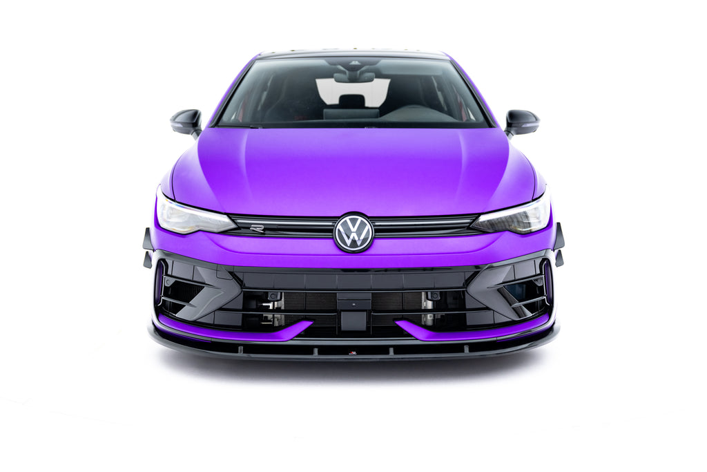 Maxton Design Street+ Spoilerlippe Front Ansatz V.2 passend für VW Golf R Variant Mk8 Facelift schwarz Hochglanz