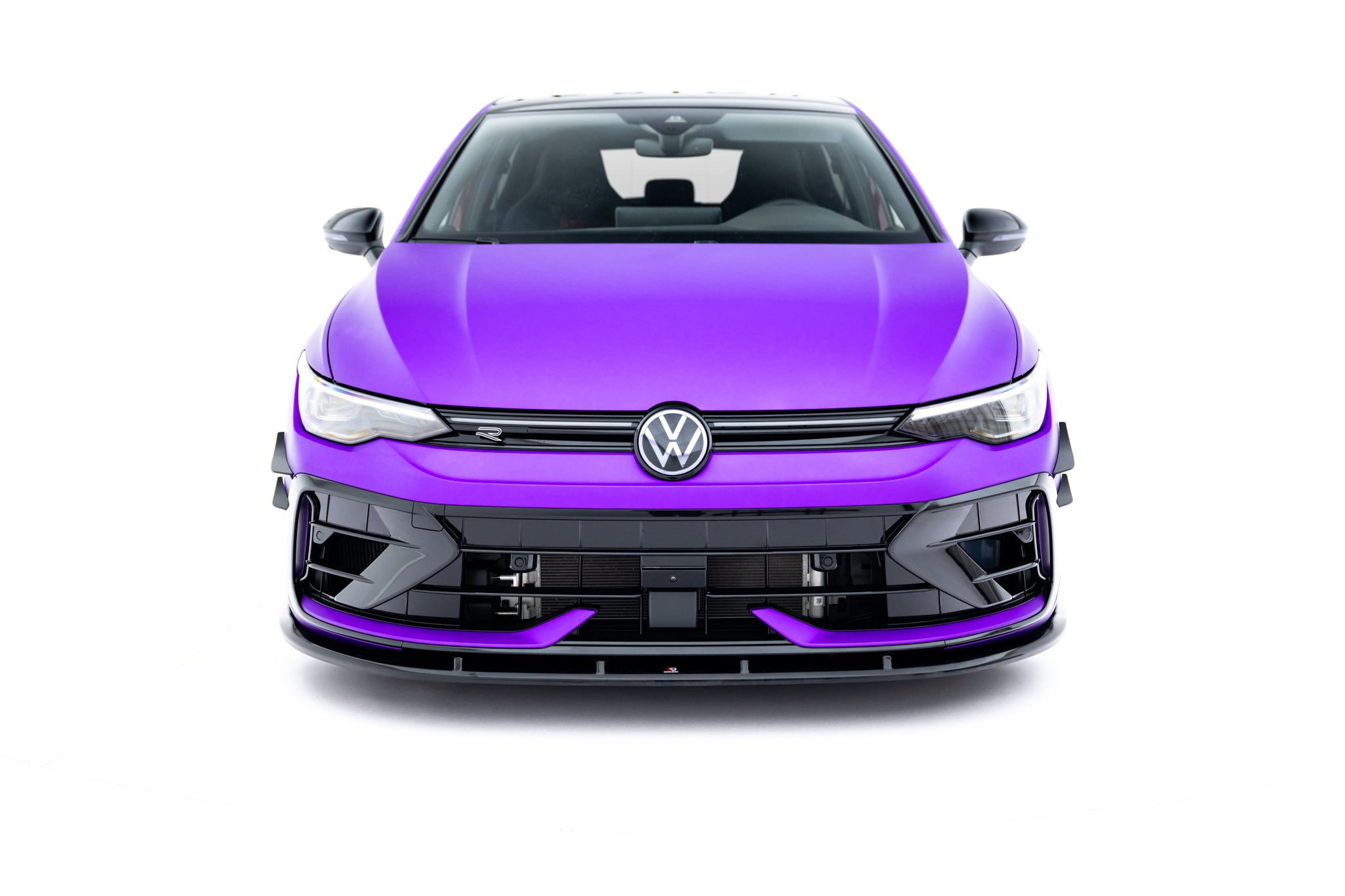 Maxton Design Street+ Spoilerlippe Front Ansatz V.2 passend für VW Golf R Variant Mk8 Facelift schwarz Hochglanz