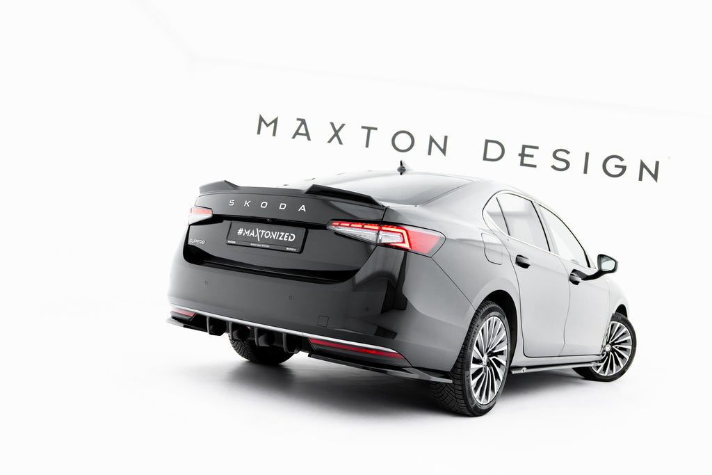 Maxton Design Diffusor Heck Ansatz passend für Skoda Superb Sportline Mk4 schwarz Hochglanz