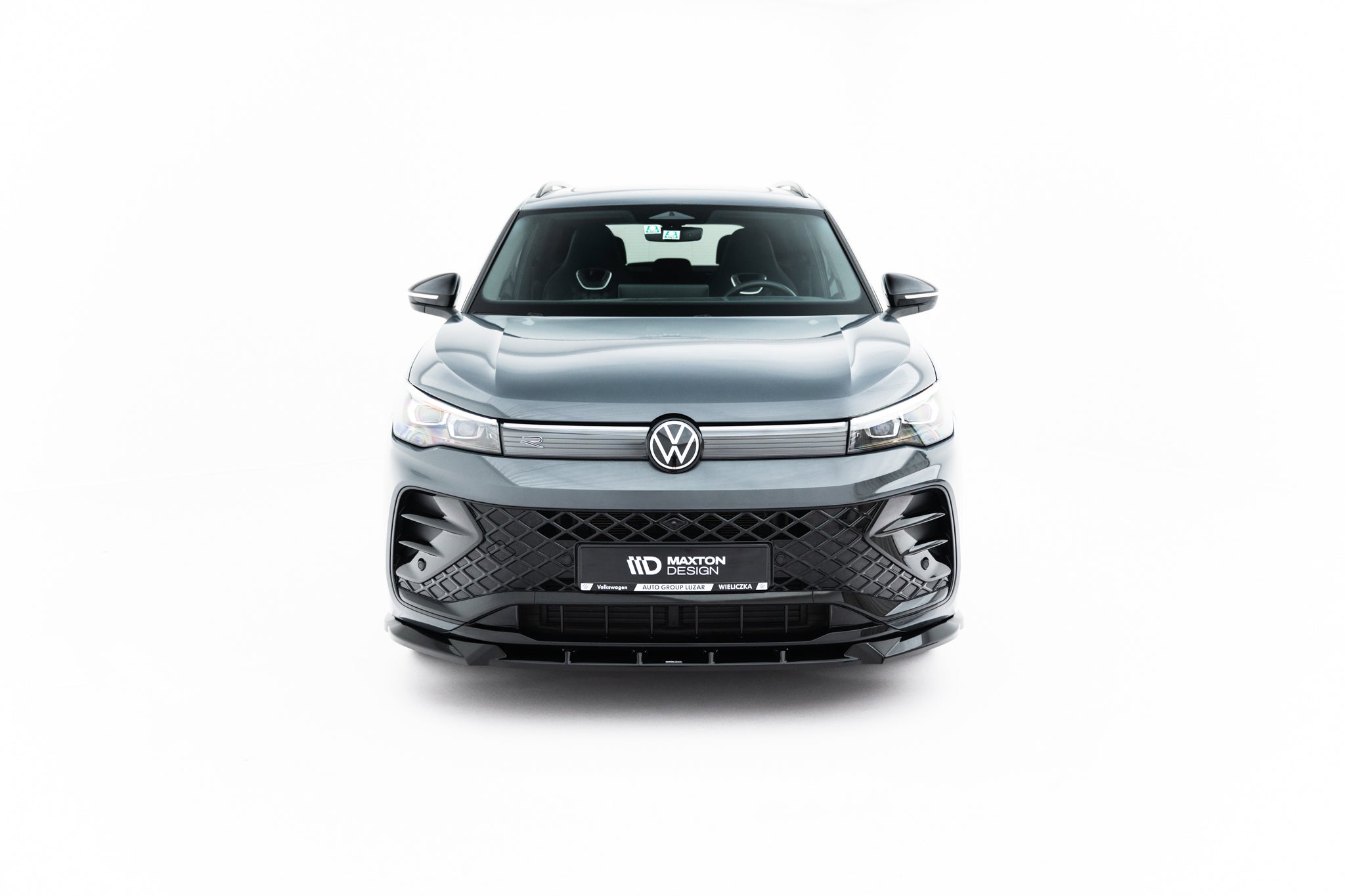 Maxton Design Street+ Spoilerlippe Front Ansatz V.1 passend für VW Tiguan R-Line Mk3 schwarz Hochglanz
