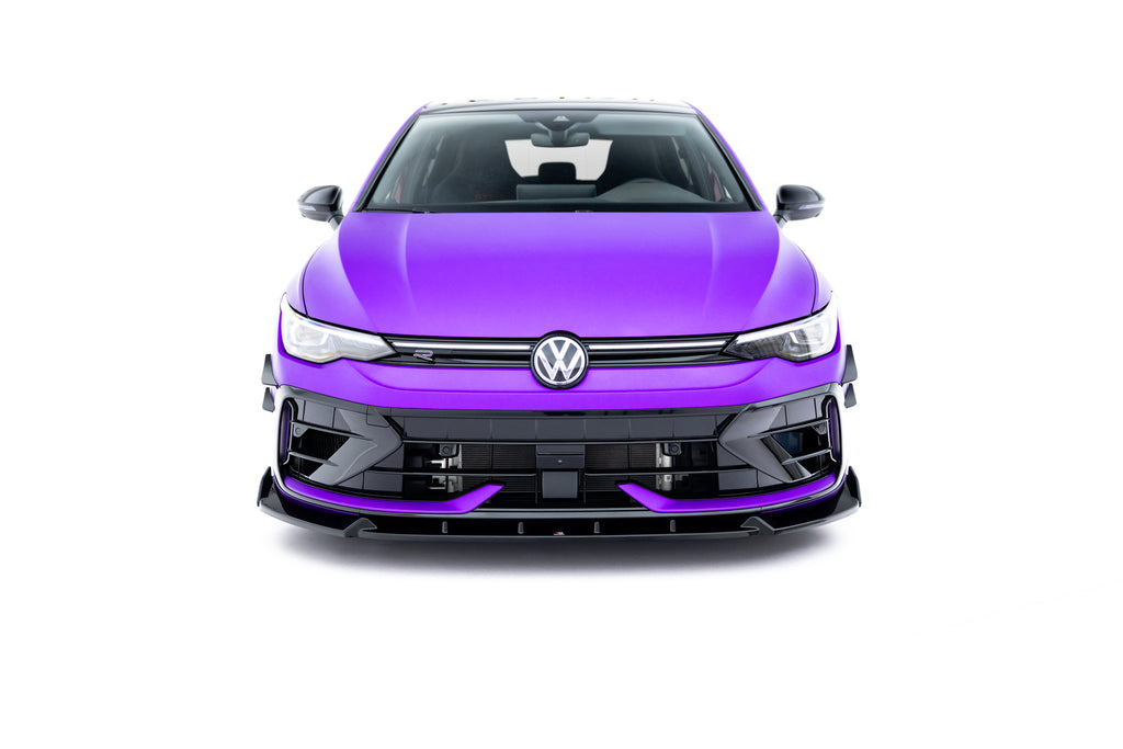 Maxton Design Street+ Spoilerlippe Front Ansatz V.3 + Flaps passend für VW Golf R Hatchback / Variant Mk8 Facelift