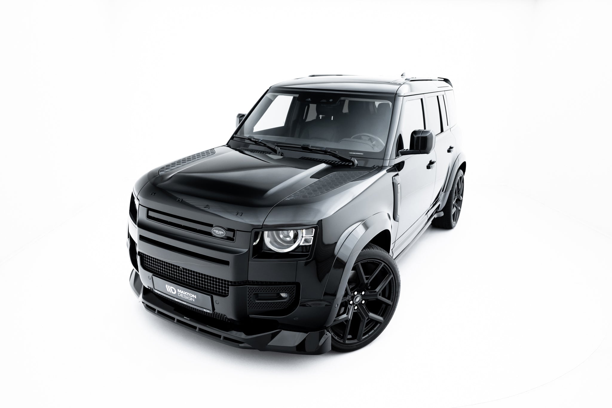 Maxton Design Street+ Spoilerlippe Front Ansatz passend für Land Rover Defender Mk4 schwarz Hochglanz