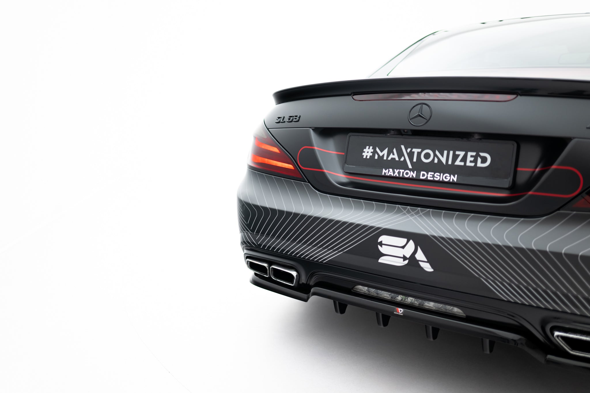 Maxton Design Street+ Mittlerer Diffusor RACE passend für Mercedes-Benz SL 63 AMG R231 schwarz Hochglanz