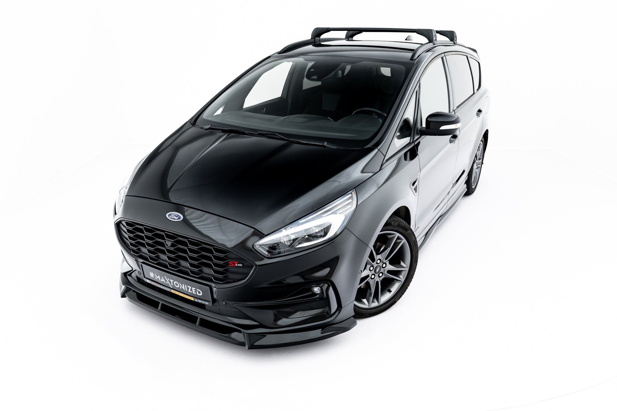 Maxton Design Street+ Spoilerlippe Front Ansatz passend für Ford S-Max ST-Line Mk2 Facelift schwarz Hochglanz