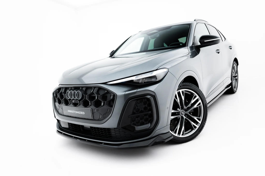 Maxton Design Street+ Spoilerlippe Front Ansatz Passend für Audi SQ5 / Q5 S-Line Sportback / SUV Mk3 Schwarz Hochglanz