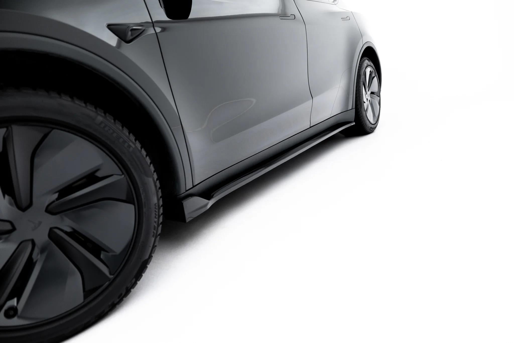 Maxton Design Street+ Seitenschweller Leisten passend für Tesla Model Y Premium Mk1 Facelift schwarz Hochglanz