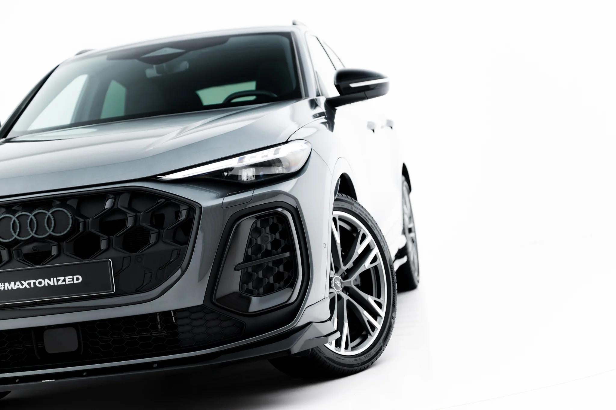 Maxton Design Street+ Spoilerlippe Front Ansatz Passend für Audi SQ5 / Q5 S-Line Sportback / SUV Mk3 Schwarz Hochglanz