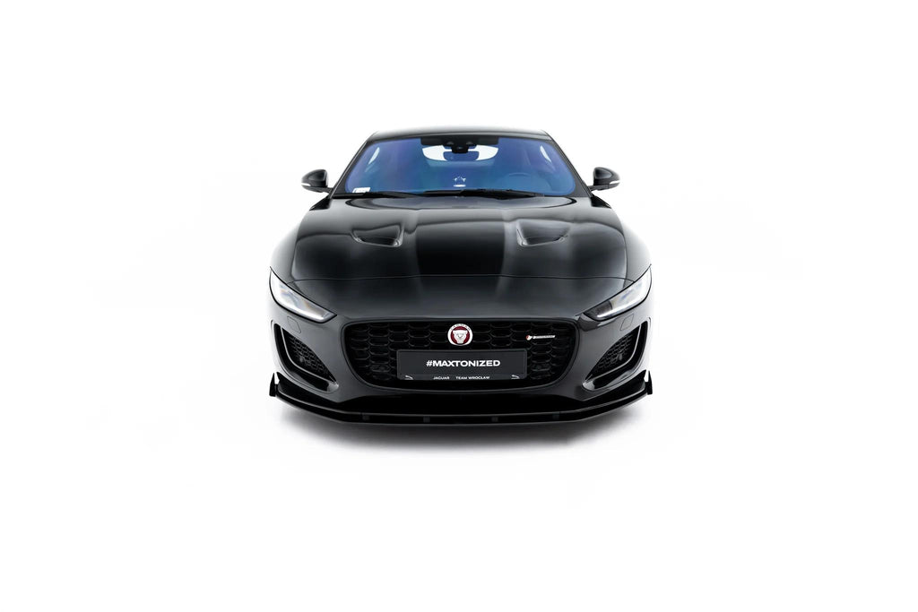 Maxton Design Street Pro Street+ Spoilerlippe Front Ansatz + Flaps Passend für Jaguar F-Type X152 Facelift 2 Schwarz Hochglanz