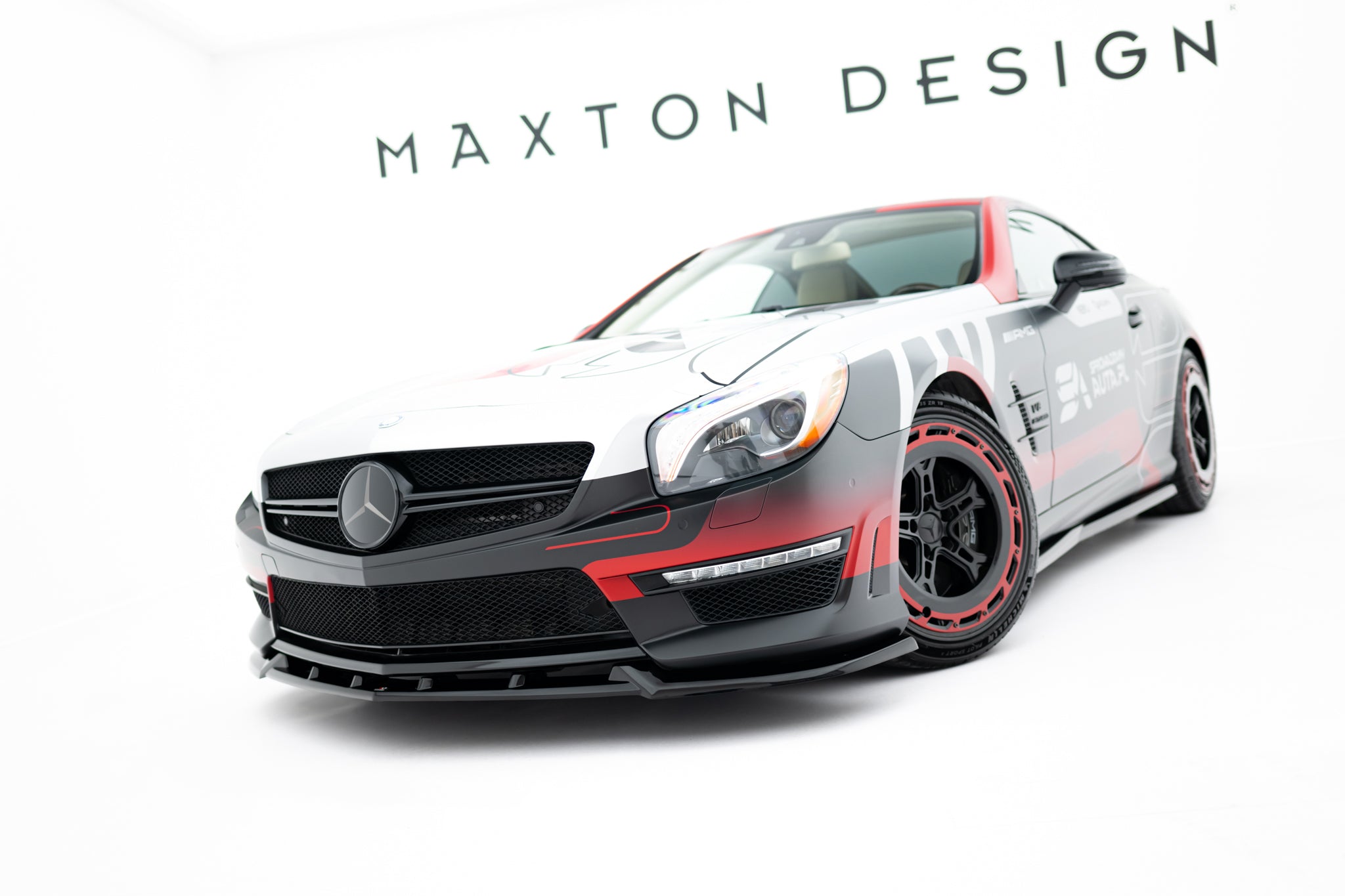 Maxton Design Street+ Spoilerlippe Front Ansatz V.1 passend für Mercedes-Benz SL 63 AMG R231 schwarz Hochglanz