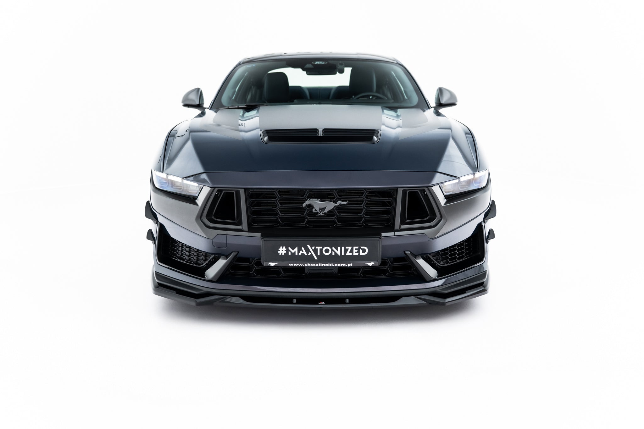 Maxton Design Street+ Spoilerlippe Front Ansatz V.2 passend für Ford Mustang Dark Horse Mk7 schwarz Hochglanz