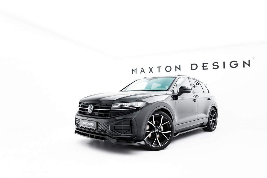 Maxton Design Street+ Spoilerlippe Front Ansatz passend für VW Touareg R-Line Mk3 Facelift schwarz Hochglanz