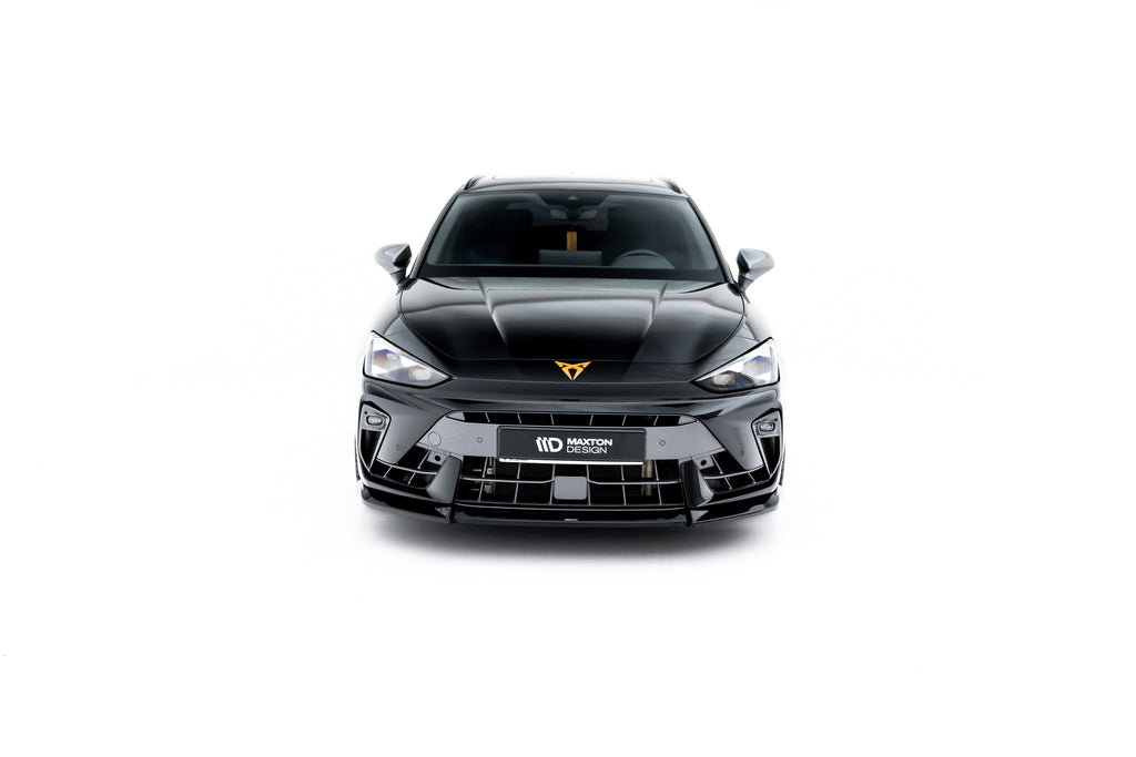 Maxton Design Street+ Spoilerlippe Front Ansatz V.2 passend für Cupra Leon ST / Hatchback Mk1 Facelift schwarz Hochglanz
