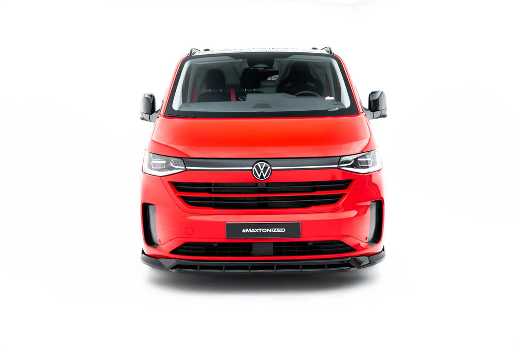Maxton Design Street+ Spoilerlippe Front Ansatz V.2 passend für VW Transporter T7 schwarz Hochglanz