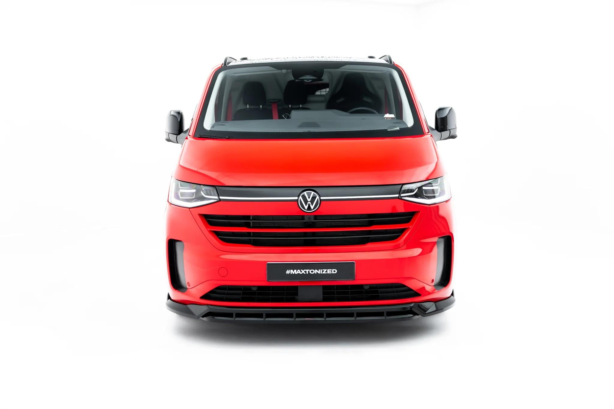 Maxton Design Street+ Spoilerlippe Front Ansatz V.2 passend für VW Transporter T7 schwarz Hochglanz
