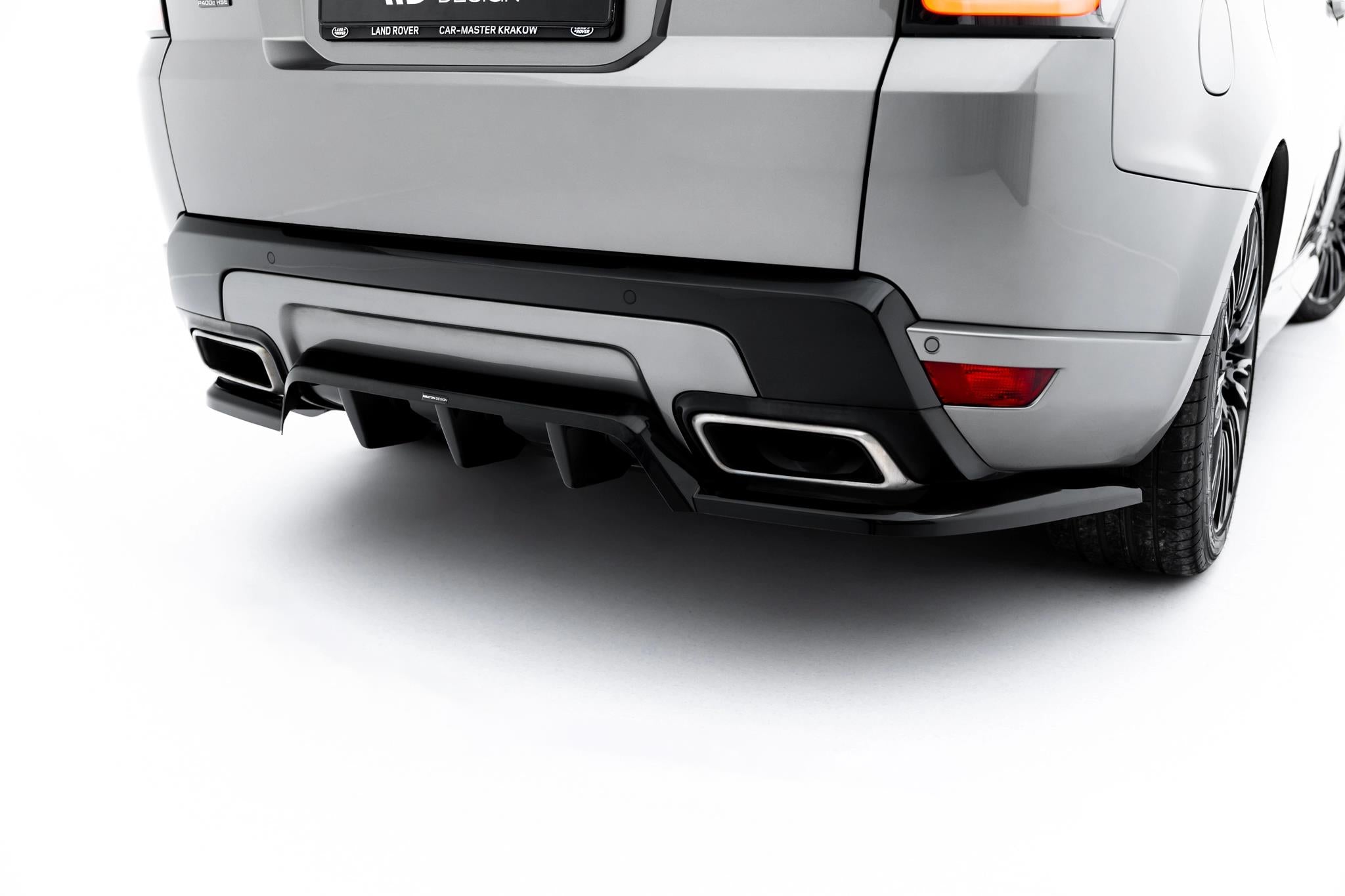 Maxton Design Street+ Mittlerer Diffusor RACE passend für Land Rover Range Rover Sport Mk2 Facelift schwarz Hochglanz