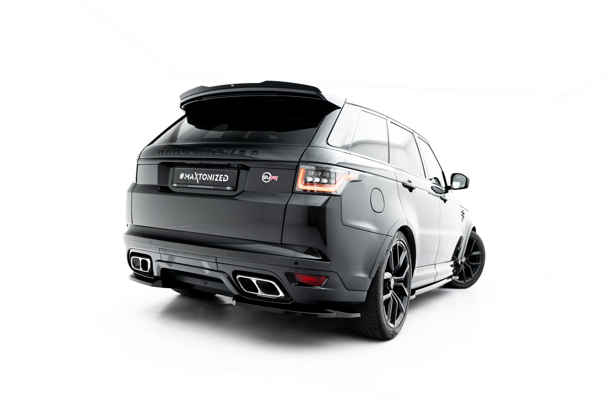 Maxton Design Heck Ansatz Flaps Diffusor passend für Land Rover Range Rover SVR Mk2 Facelift schwarz Hochglanz
