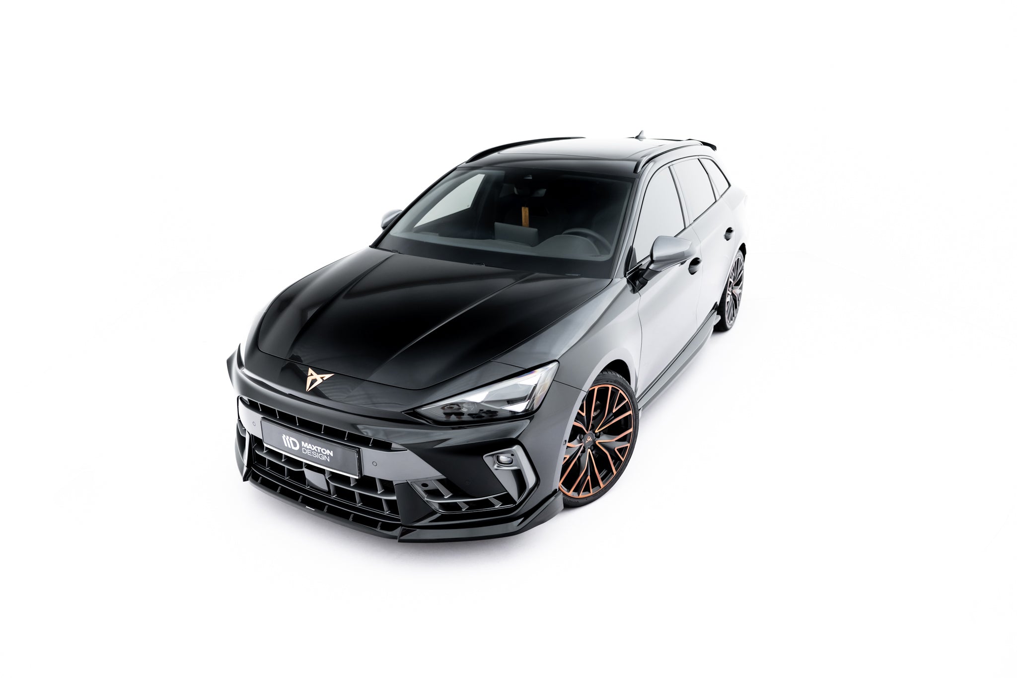Maxton Design Street+ Spoilerlippe Front Ansatz V.1 passend für Cupra Leon ST / Hatchback Mk1 Facelift schwarz Hochglanz