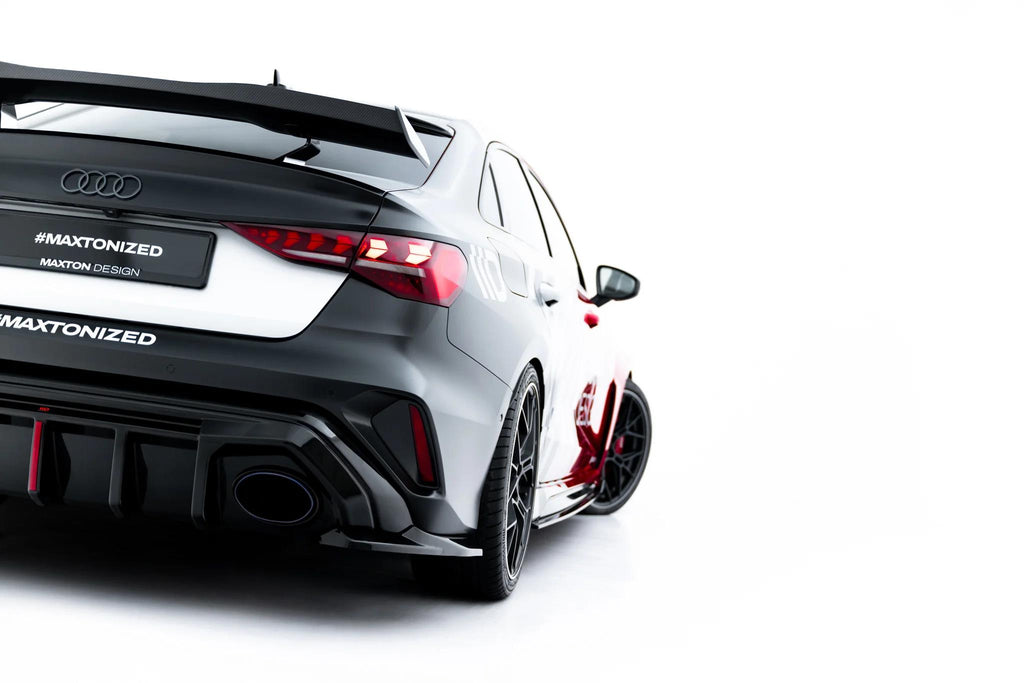 Maxton Design Heck Ansatz Flaps Diffusor V.1 passend für Audi RS3 Limousine 8Y Facelift schwarz Hochglanz