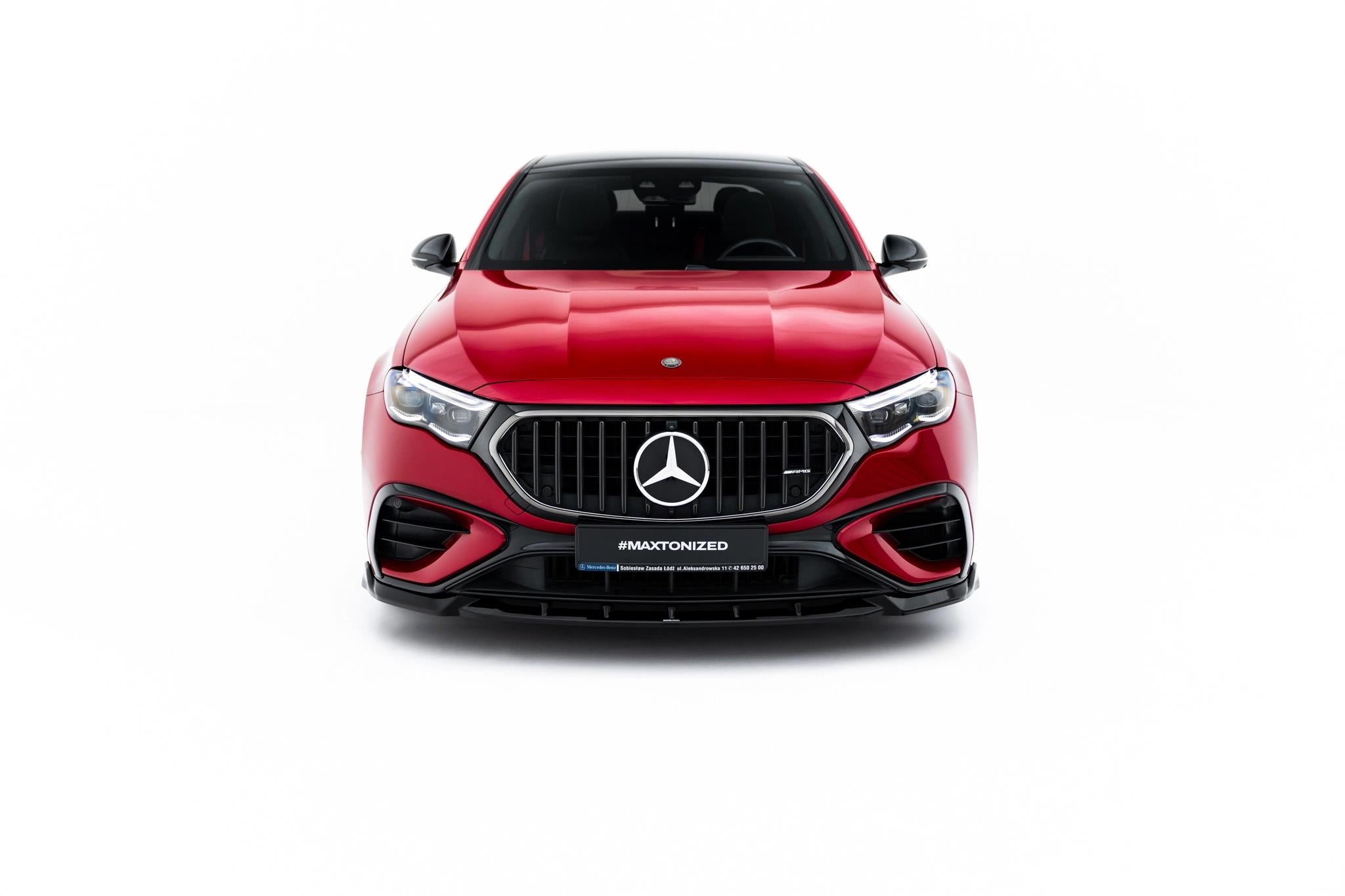 Maxton Design Street+ Spoilerlippe Front Ansatz passend für Mercedes-AMG E53 Limousine / Kombi W214 schwarz Hochglanz