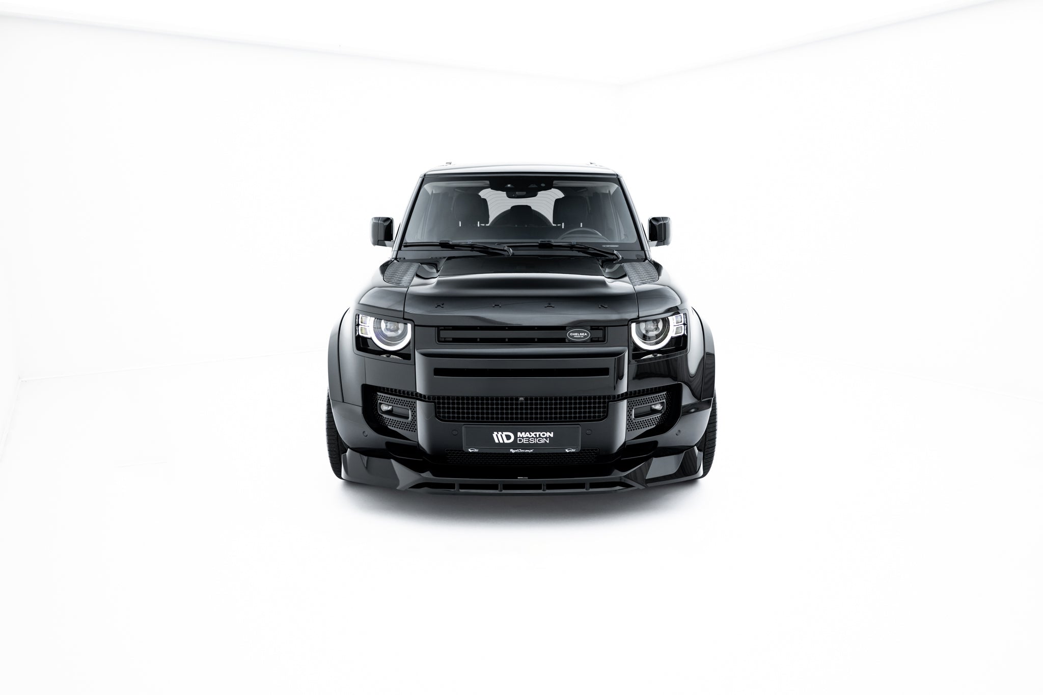 Maxton Design Street+ Spoilerlippe Front Ansatz passend für Land Rover Defender Mk4 schwarz Hochglanz