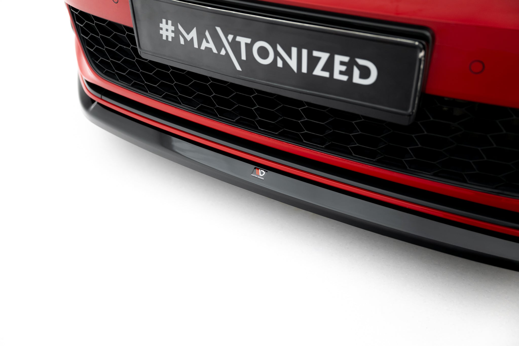 Maxton Design Street+ Spoilerlippe Front Ansatz V.3 passend für VW Golf GTI / GTD Mk7 Facelift schwarz Hochglanz