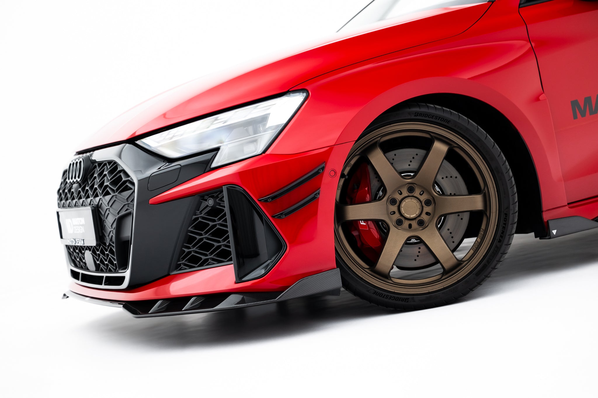 Maxton Design Prepreg Carbon Fiber Street+ Spoilerlippe Front Ansatz passend für Audi RS3 Limousine / Sportback 8Y Facelift