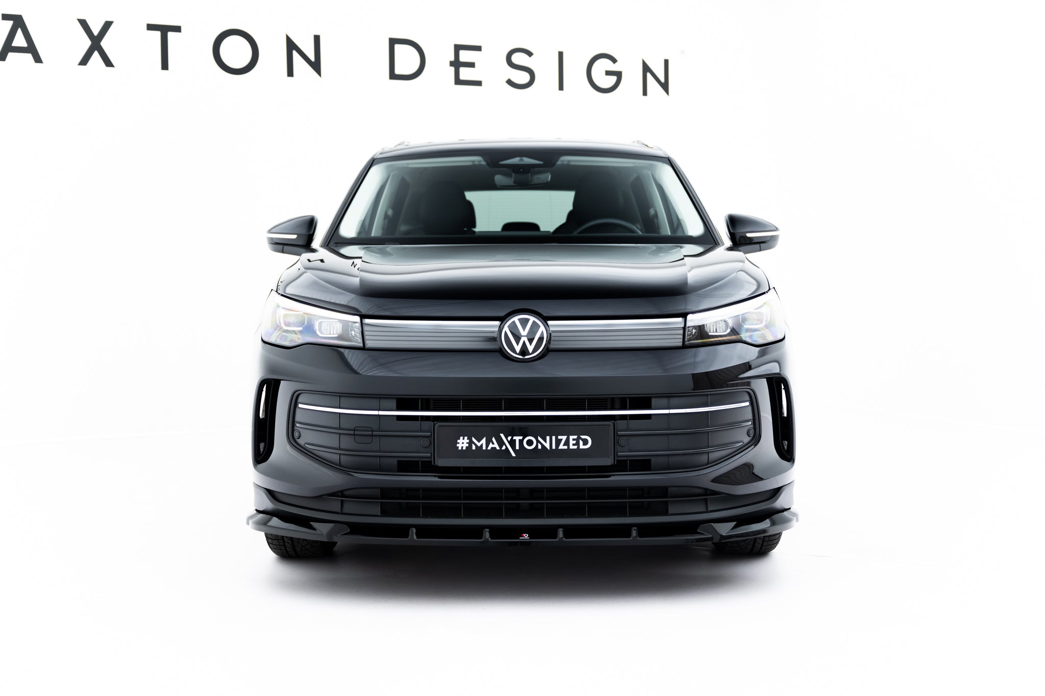 Maxton Design Street+ Spoilerlippe Front Ansatz V.1 passend für VW Tiguan Mk3 schwarz Hochglanz