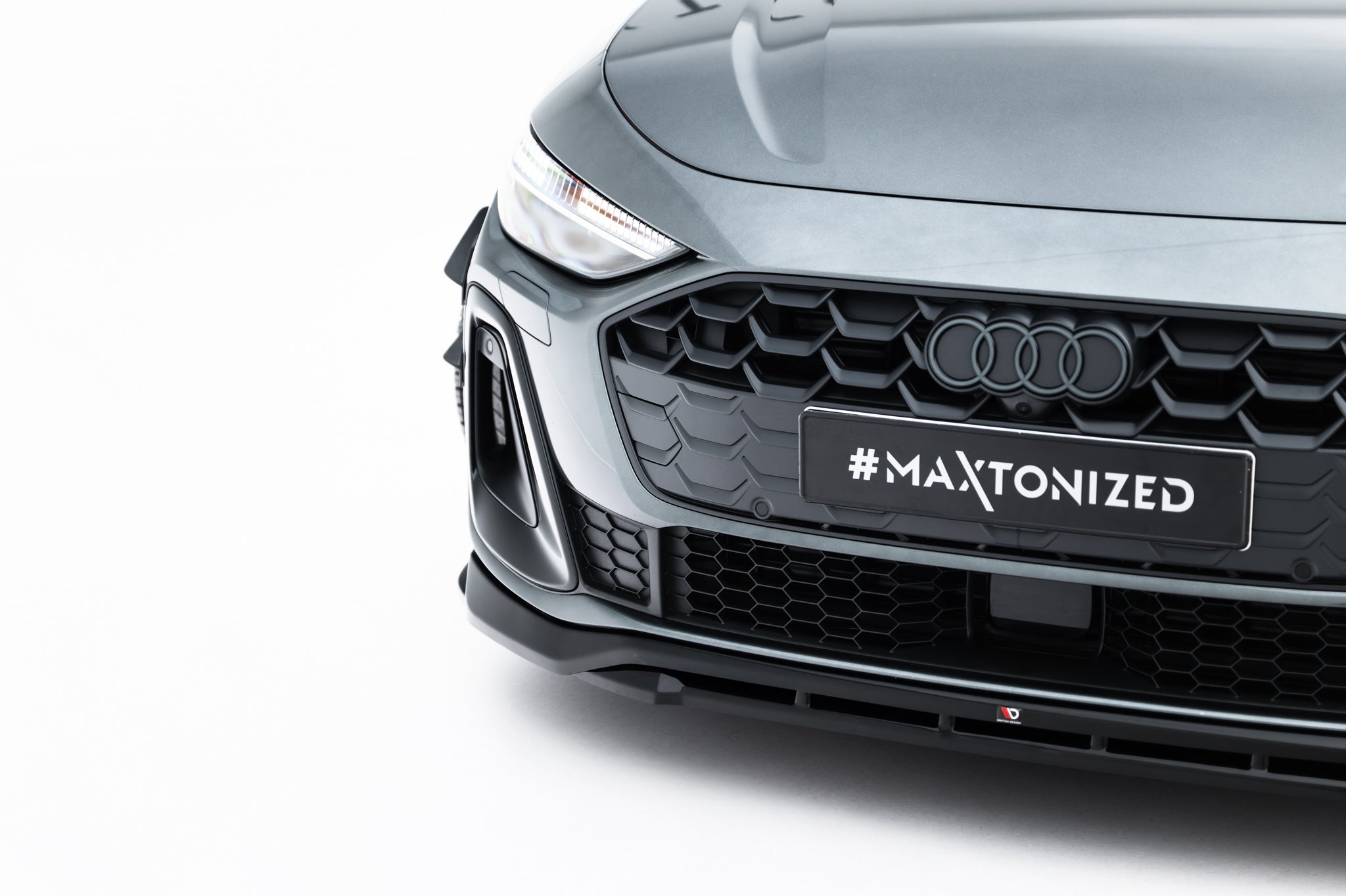 Maxton Design Street+ Spoilerlippe Front Ansatz V.1 passend für Audi A5 S-Line / S5 Limousine / Avant B10 schwarz Hochglanz