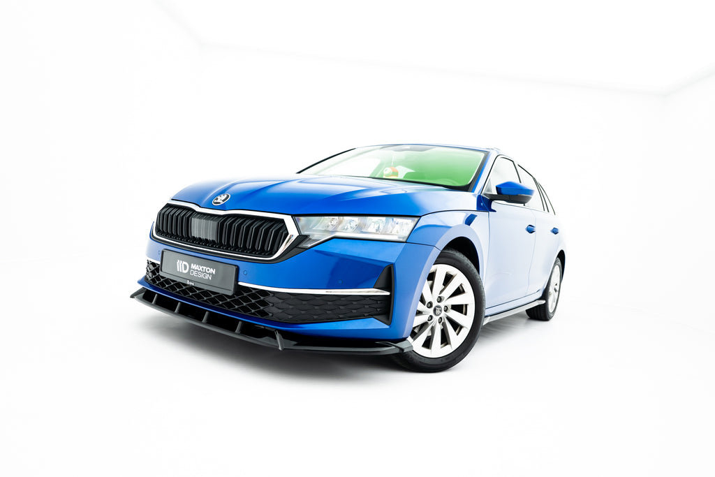 Maxton Design Street+ Spoilerlippe Front Ansatz passend für Skoda Octavia Liftback / Combi Mk4 Facelift schwarz Hochglanz