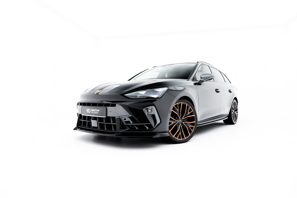 Maxton Design Street+ Spoilerlippe Front Ansatz V.2 passend für Cupra Leon ST / Hatchback Mk1 Facelift schwarz Hochglanz