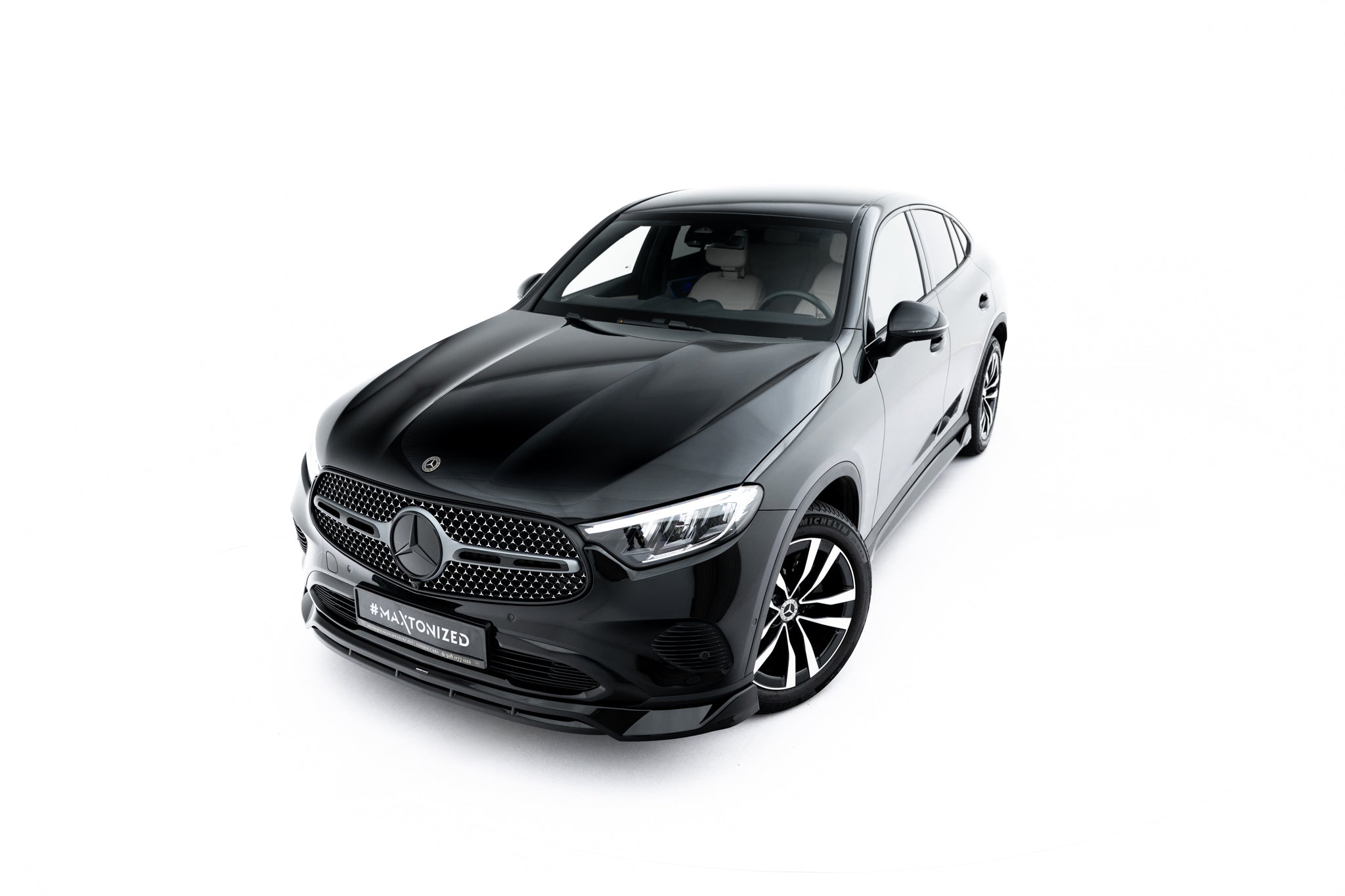 Maxton Design Street+ Spoilerlippe Front Ansatz passend für Mercedes-Benz GLC Coupe C254 schwarz Hochglanz