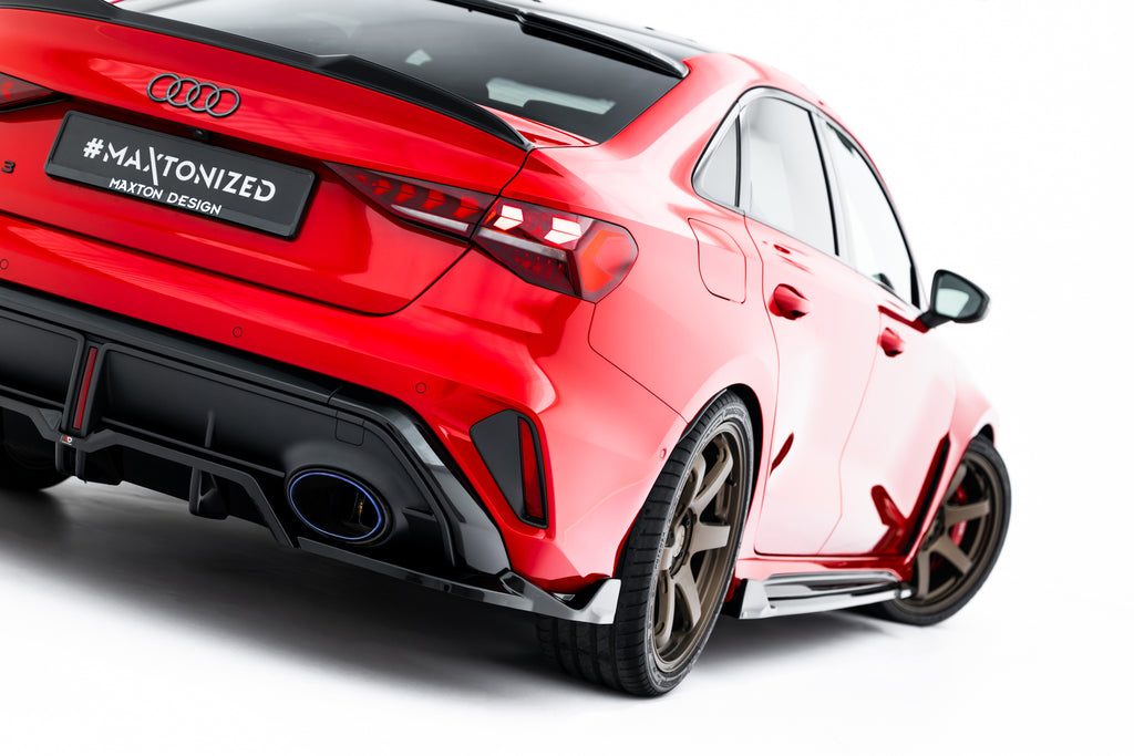 Maxton Design Street+ Mittlerer Diffusor RACE V.2 passend für Audi RS3 Limousine 8Y Facelift schwarz Hochglanz