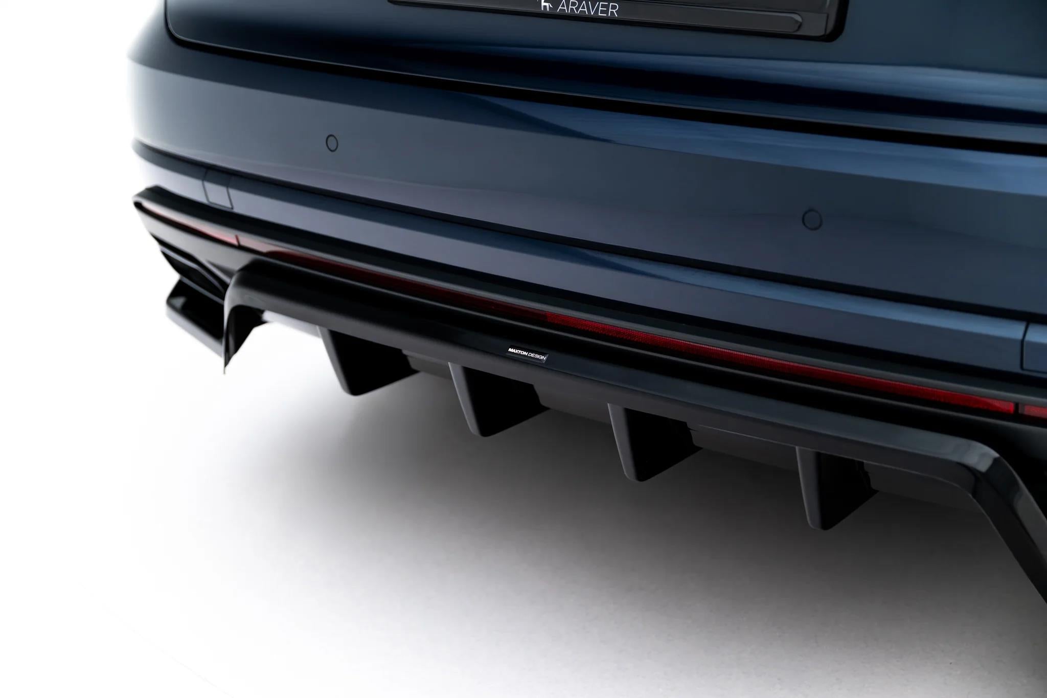 Maxton Design Street+ Mittlerer Diffusor Race Passend für VW Touareg Elegance Mk3 Facelift Schwarz Hochglanz