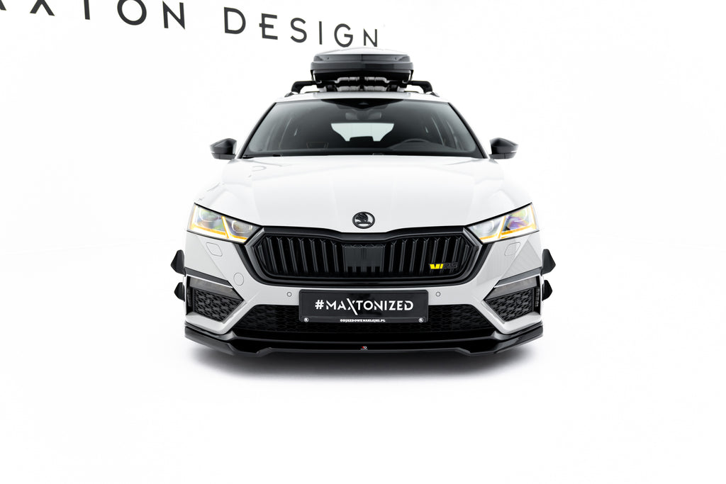 Maxton Design Street+ Spoilerlippe Front Ansatz V.4 passend für Skoda Octavia RS Mk4 schwarz Hochglanz