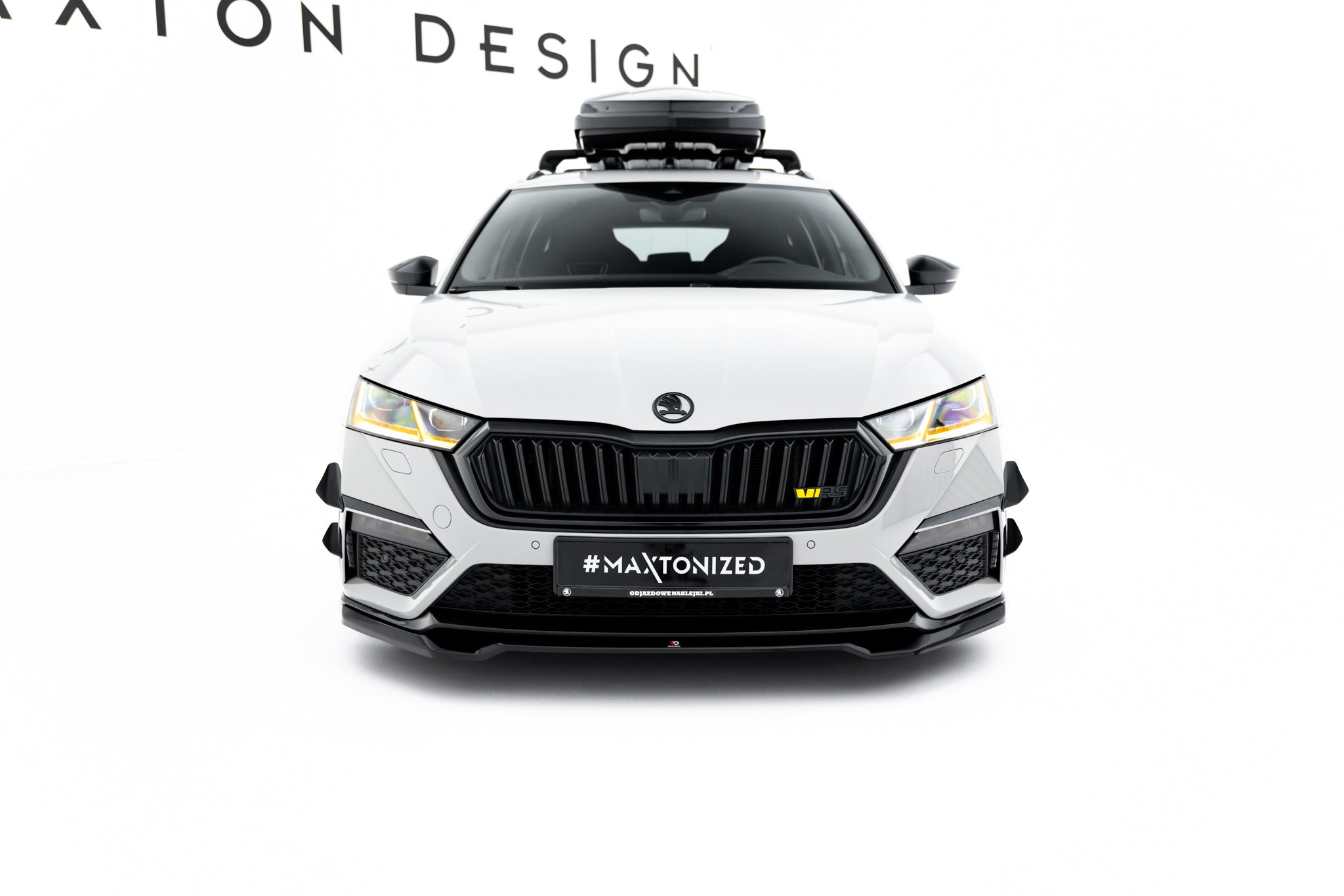 Maxton Design Street+ Spoilerlippe Front Ansatz V.4 passend für Skoda Octavia RS Mk4 schwarz Hochglanz