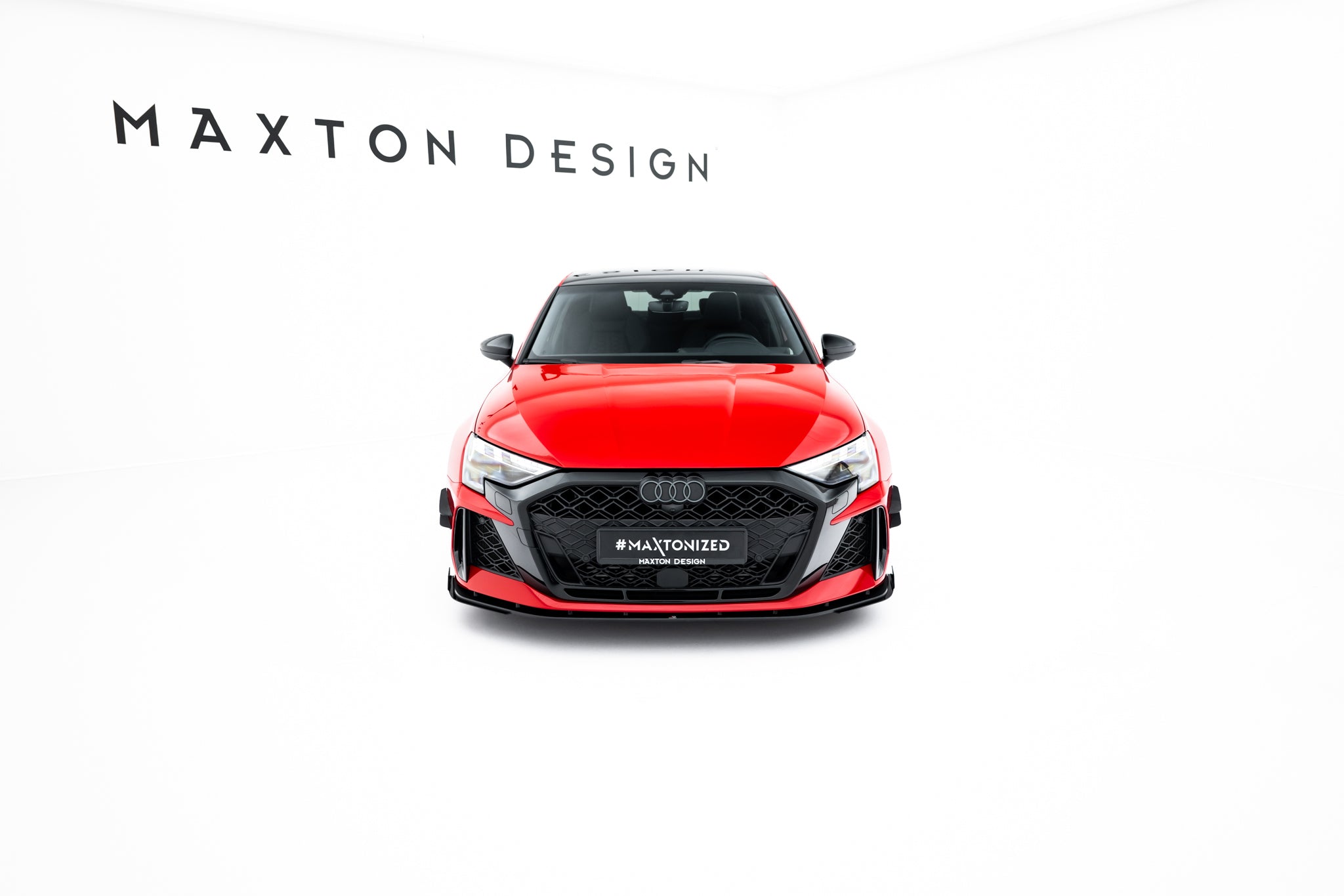 Maxton Design Street Pro Street+ Spoilerlippe Front Ansatz + Flaps passend für Audi RS3 Sportback 8Y Facelift schwarz Hochglanz