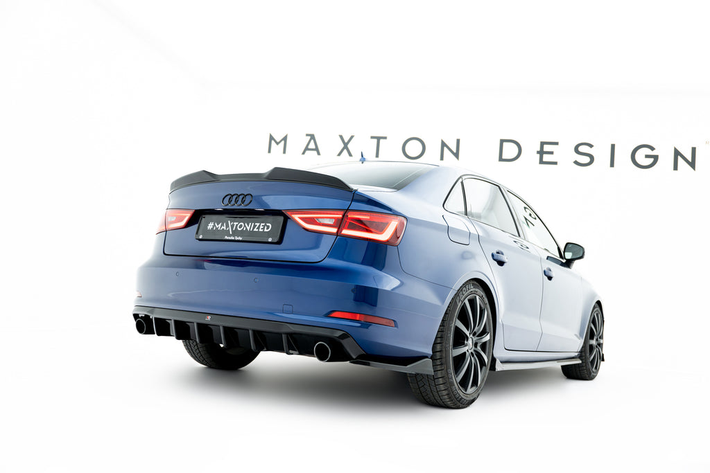 Maxton Design Diffusor Heck Ansatz passend für Audi A3 Limousine 8V (Einzelauspuff li. re.)