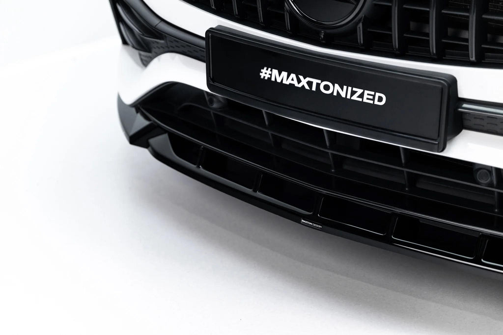 Maxton Design Street+ Spoilerlippe Front Ansatz für Mercedes-AMG GLA 35 H247 [2020-2023] | Schwarz Hochglanz | ABS-Kunststoff
