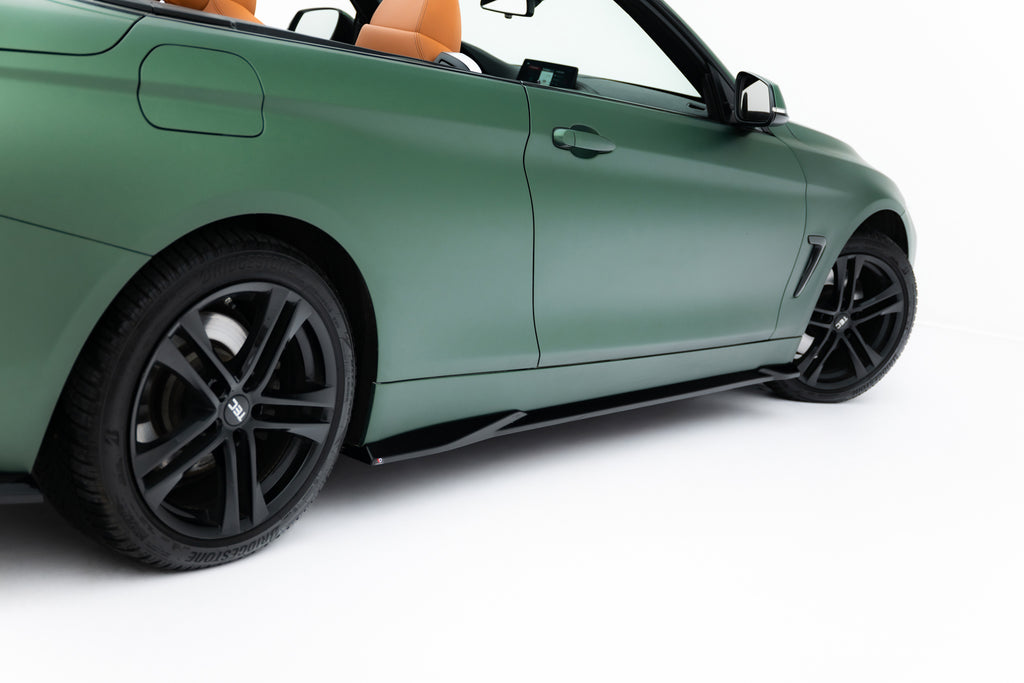 Maxton Design Street+ Seitenschweller Leisten passend für BMW 4er Cabrio / Coupe F33 / F32 schwarz Hochglanz